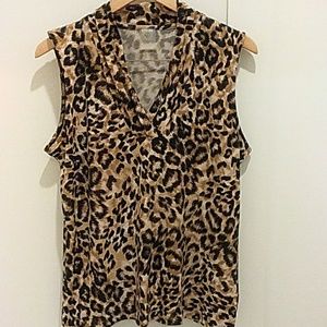 Anne Klein Sleeveless Tank Top Leopard Print